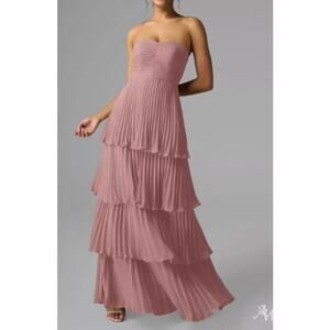 AW BRIDAL 6 S dusty rose Bryn bridesmaid wedding guest maxi dress NEW B78